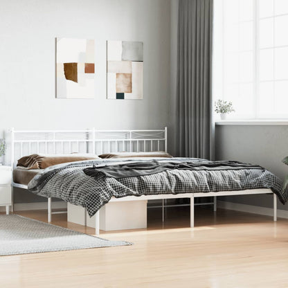 Bedframe Metaal 200x200 cm Wit met hoofdbord