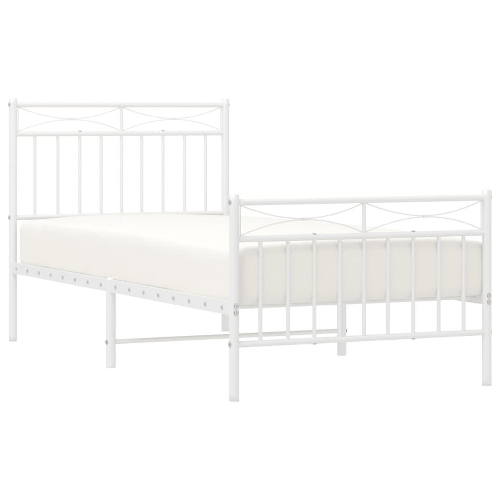 Bedframe met hoofd- en voeteneinde metaal wit 90x190 cm 90x190 cm Wit met hoofdbord & voetbord