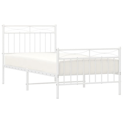 Bedframe met hoofd- en voeteneinde metaal wit 90x190 cm 90x190 cm Wit met hoofdbord & voetbord