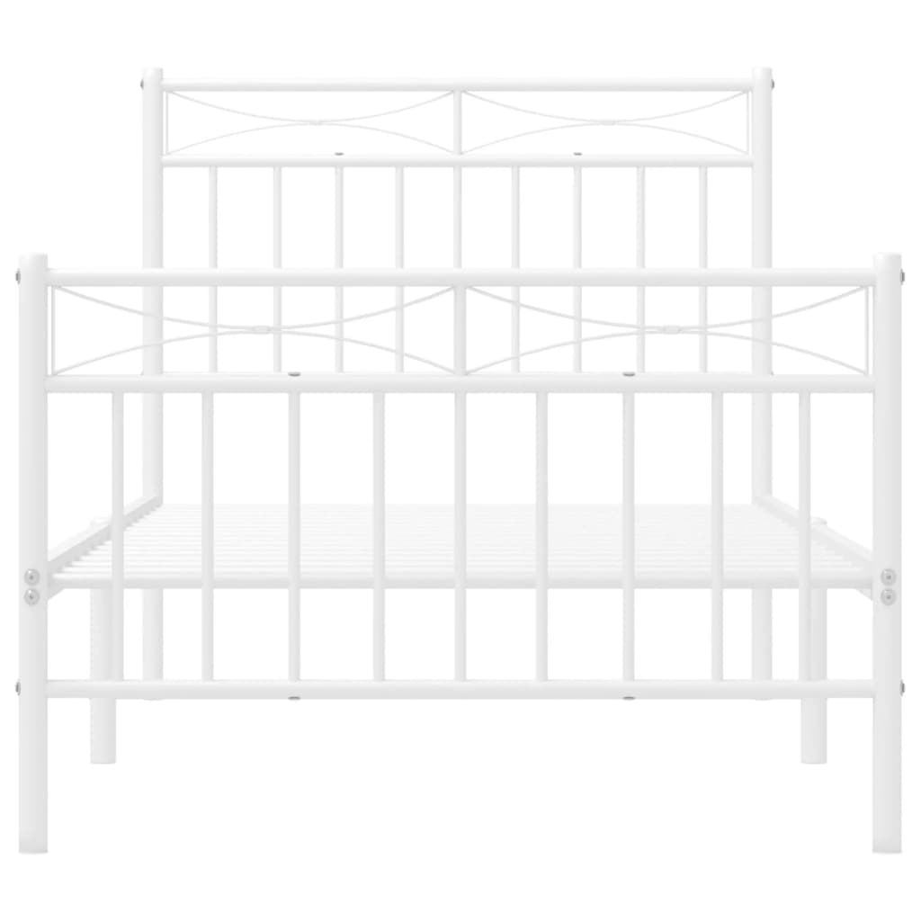 Bedframe met hoofd- en voeteneinde metaal wit 90x190 cm 90x190 cm Wit met hoofdbord & voetbord