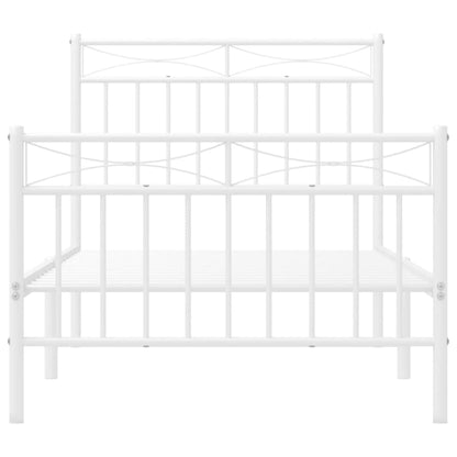 Bedframe met hoofd- en voeteneinde metaal wit 90x190 cm 90x190 cm Wit met hoofdbord & voetbord