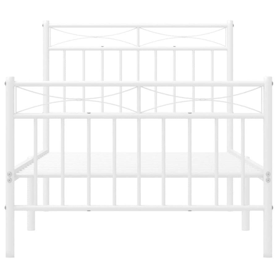 Bedframe met hoofd- en voeteneinde metaal wit 90x190 cm 90x190 cm Wit met hoofdbord & voetbord