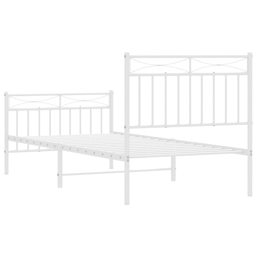 Bedframe met hoofd- en voeteneinde metaal wit 90x190 cm 90x190 cm Wit met hoofdbord & voetbord