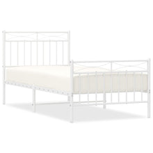 Bedframe Met Hoofd- En Voeteneinde Metaal 90x200 cm Wit met hoofdbord & voetbord