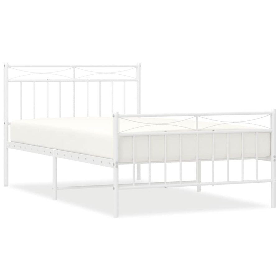 Bedframe met hoofd- en voeteneinde metaal wit 100x200 cm