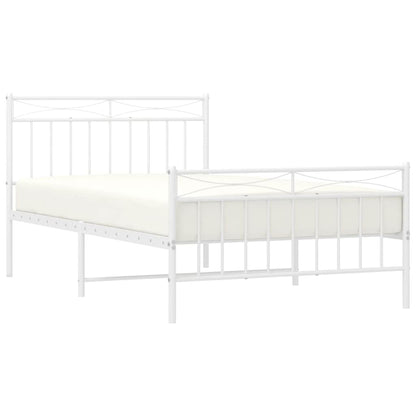 Bedframe met hoofd- en voeteneinde metaal wit 100x200 cm