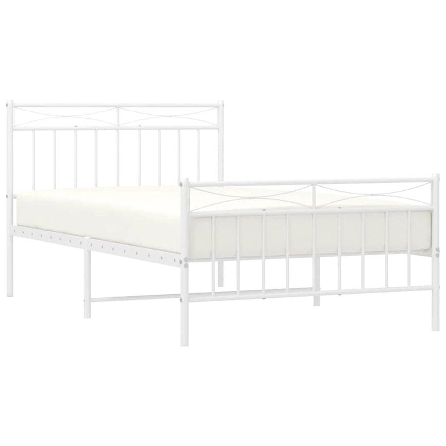 Bedframe met hoofd- en voeteneinde metaal wit 100x200 cm