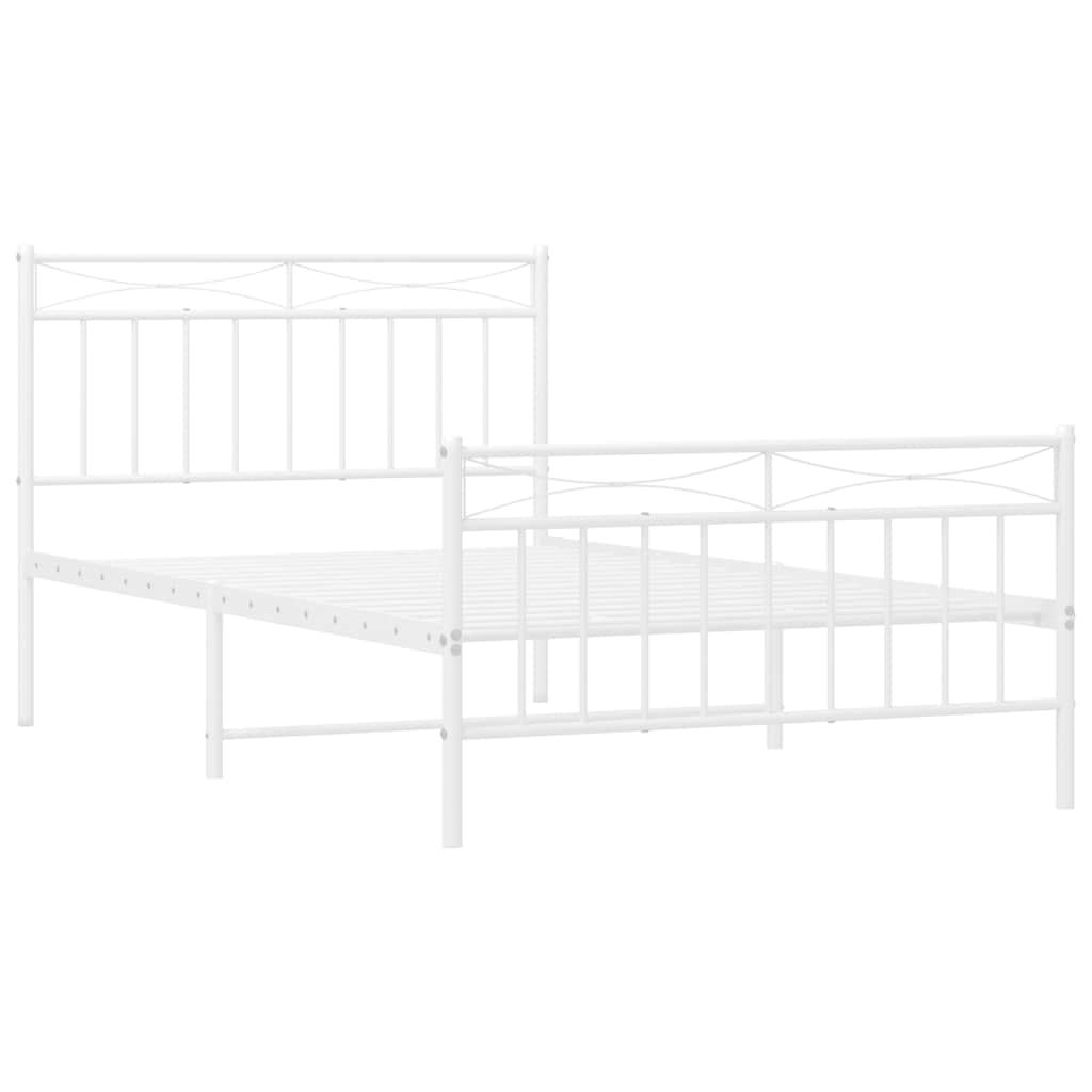 Bedframe met hoofd- en voeteneinde metaal wit 100x200 cm