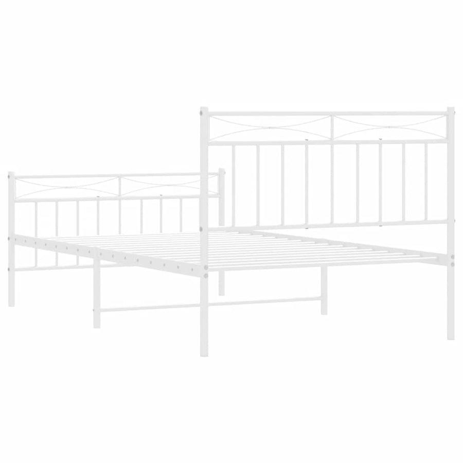 Bedframe met hoofd- en voeteneinde metaal wit 100x200 cm