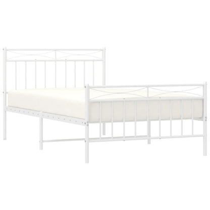 Bedframe Met Hoofd- En Voeteneinde Metaal 107x203 cm Wit met hoofdbord & voetbord