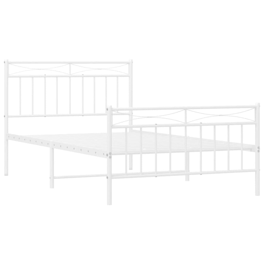 Bedframe Met Hoofd- En Voeteneinde Metaal 107x203 cm Wit met hoofdbord & voetbord