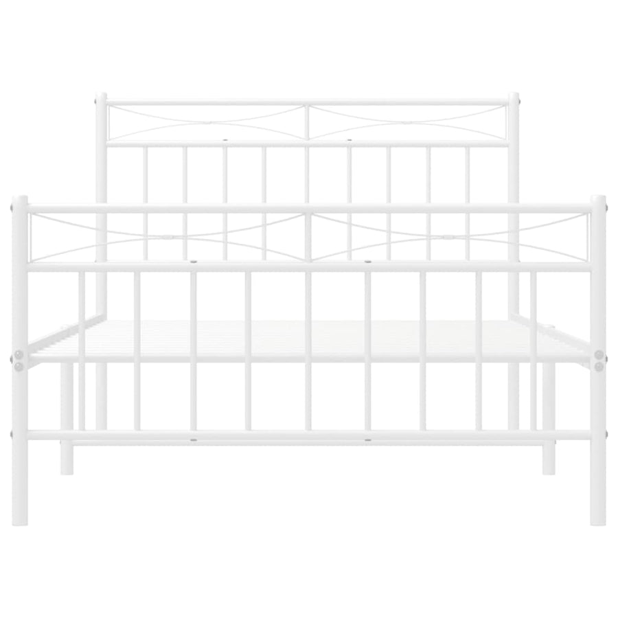 Bedframe Met Hoofd- En Voeteneinde Metaal 107x203 cm Wit met hoofdbord & voetbord