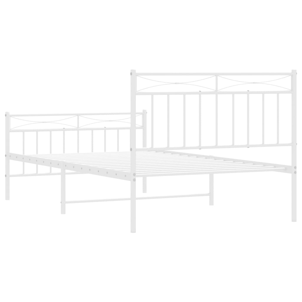 Bedframe Met Hoofd- En Voeteneinde Metaal 107x203 cm Wit met hoofdbord & voetbord