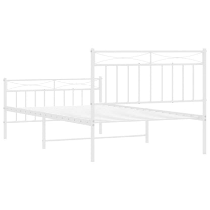Bedframe Met Hoofd- En Voeteneinde Metaal 107x203 cm Wit met hoofdbord & voetbord