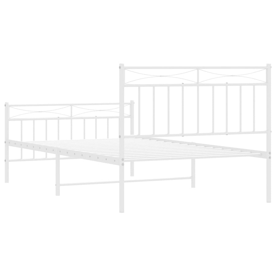 Bedframe Met Hoofd- En Voeteneinde Metaal 107x203 cm Wit met hoofdbord & voetbord