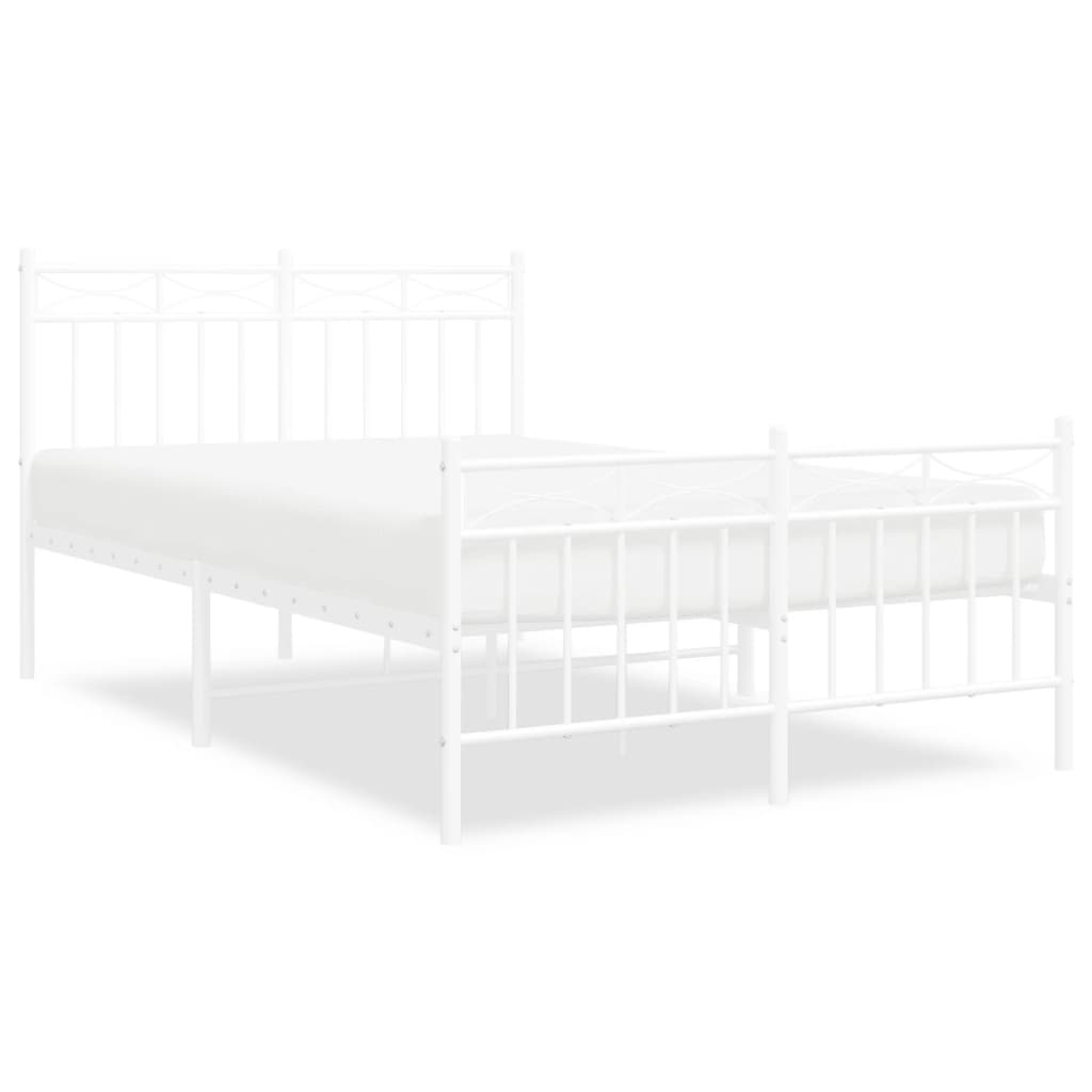 Bedframe Met Hoofd- En Voeteneinde Metaal 120 X 190 Cm 120x190 cm Wit met hoofdbord & voetbord