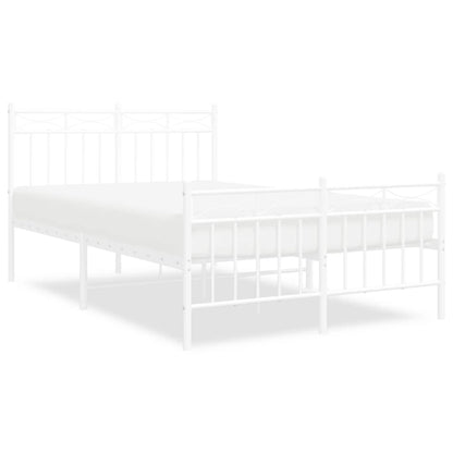 Bedframe Met Hoofd- En Voeteneinde Metaal 120 X 190 Cm 120x190 cm Wit met hoofdbord & voetbord
