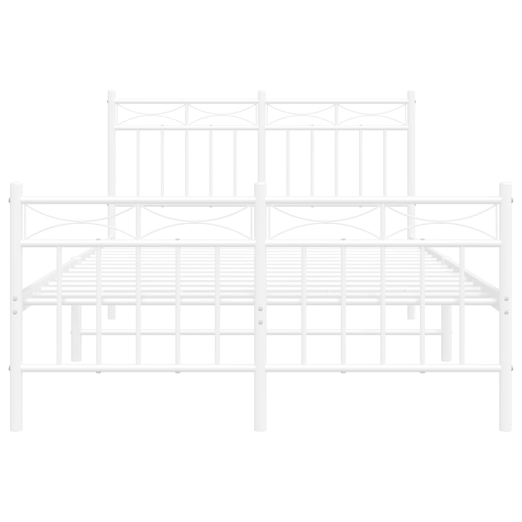 Bedframe Met Hoofd- En Voeteneinde Metaal 120 X 190 Cm 120x190 cm Wit met hoofdbord & voetbord
