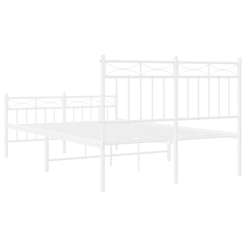 Bedframe Met Hoofd- En Voeteneinde Metaal 120 X 190 Cm 120x190 cm Wit met hoofdbord & voetbord