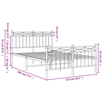 Bedframe Met Hoofd- En Voeteneinde Metaal 120 X 190 Cm 120x190 cm Wit met hoofdbord & voetbord