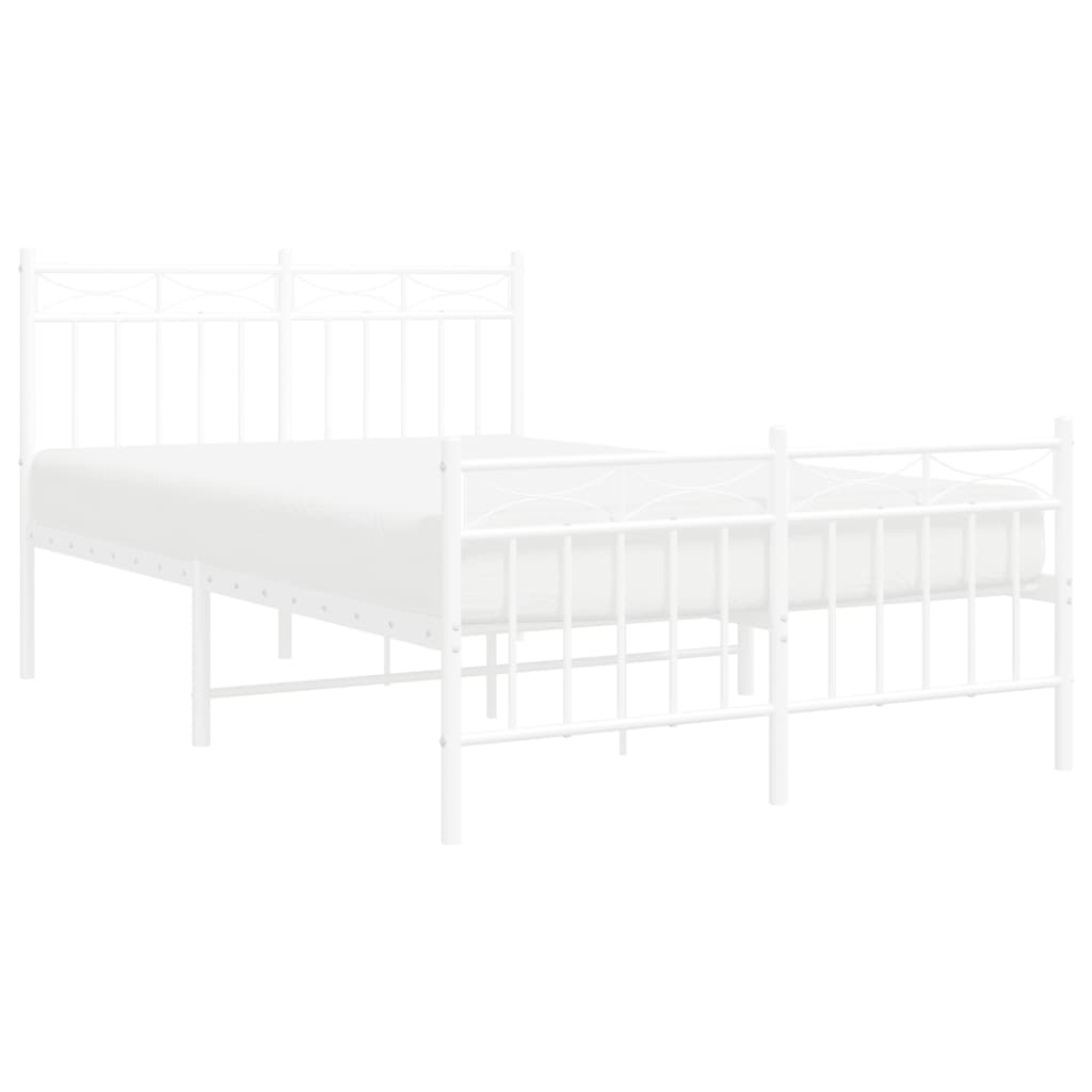 Bedframe Met Hoofd- En Voeteneinde Metaal 120x200 cm Wit met hoofdbord & voetbord