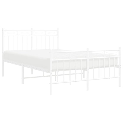 Bedframe Met Hoofd- En Voeteneinde Metaal 120x200 cm Wit met hoofdbord & voetbord
