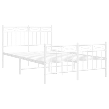 Bedframe Met Hoofd- En Voeteneinde Metaal 120x200 cm Wit met hoofdbord & voetbord