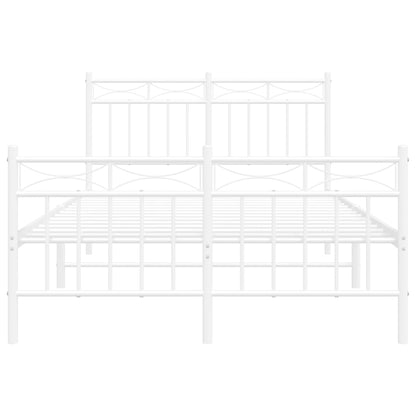 Bedframe Met Hoofd- En Voeteneinde Metaal 120x200 cm Wit met hoofdbord & voetbord