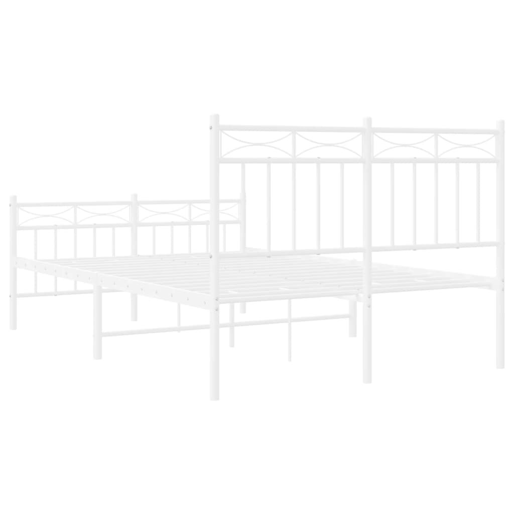 Bedframe Met Hoofd- En Voeteneinde Metaal 120x200 cm Wit met hoofdbord & voetbord