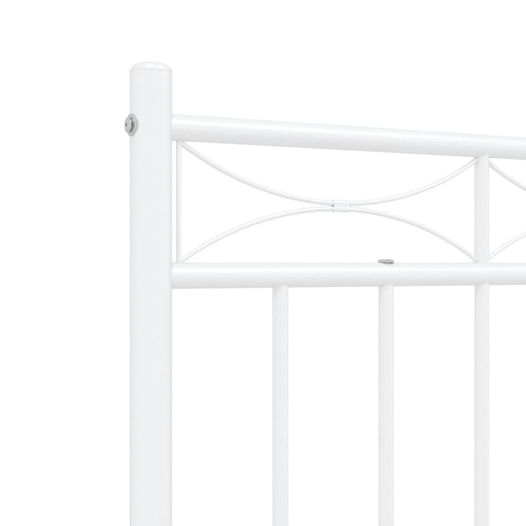 Bedframe Met Hoofd- En Voeteneinde Metaal 120x200 cm Wit met hoofdbord & voetbord