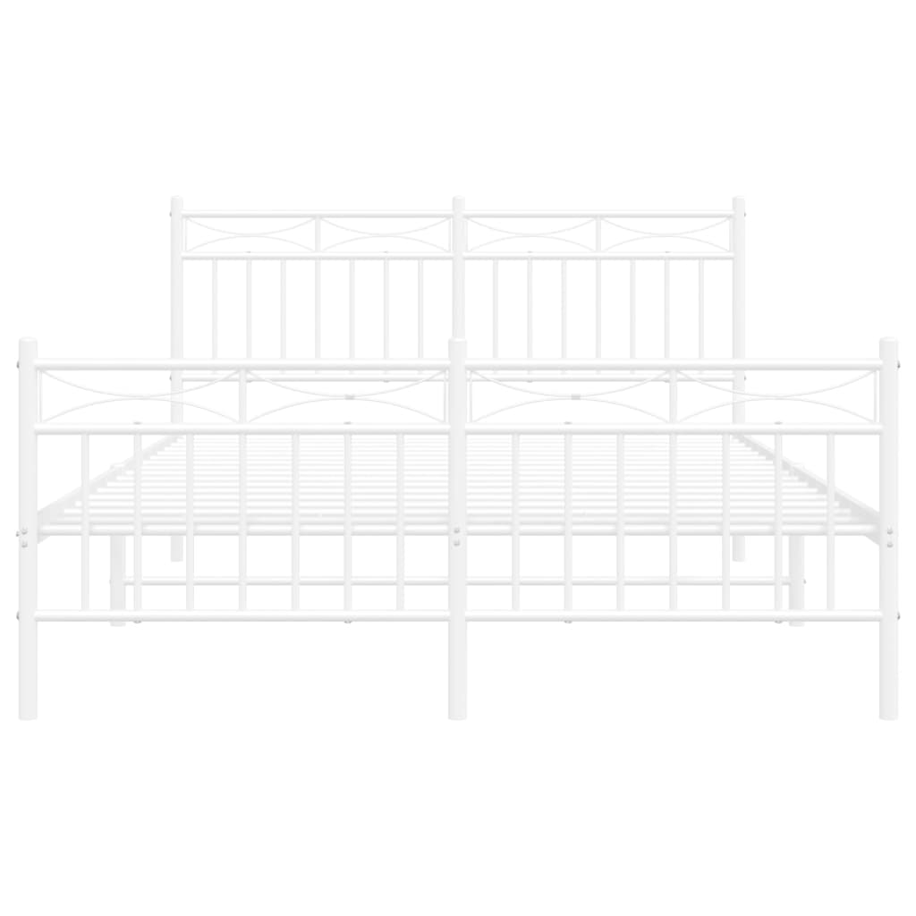 Bedframe Met Hoofd- En Voeteneinde Metaal 135x190 cm Wit met hoofdbord & voetbord