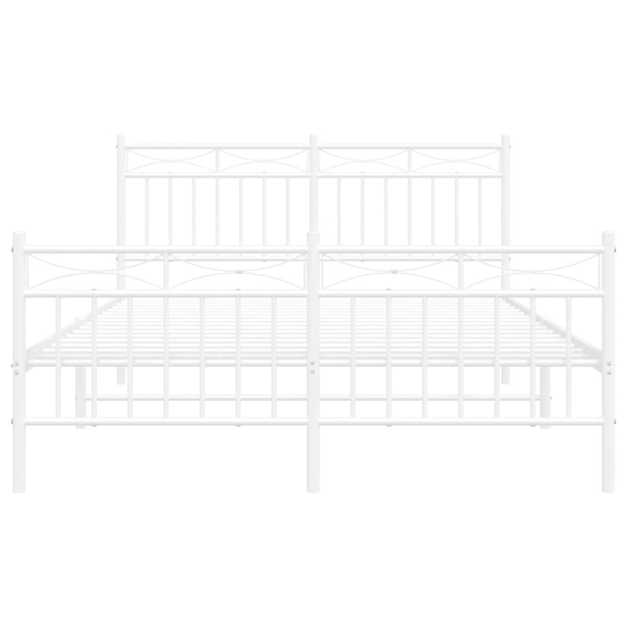 Bedframe Met Hoofd- En Voeteneinde Metaal 135x190 cm Wit met hoofdbord & voetbord