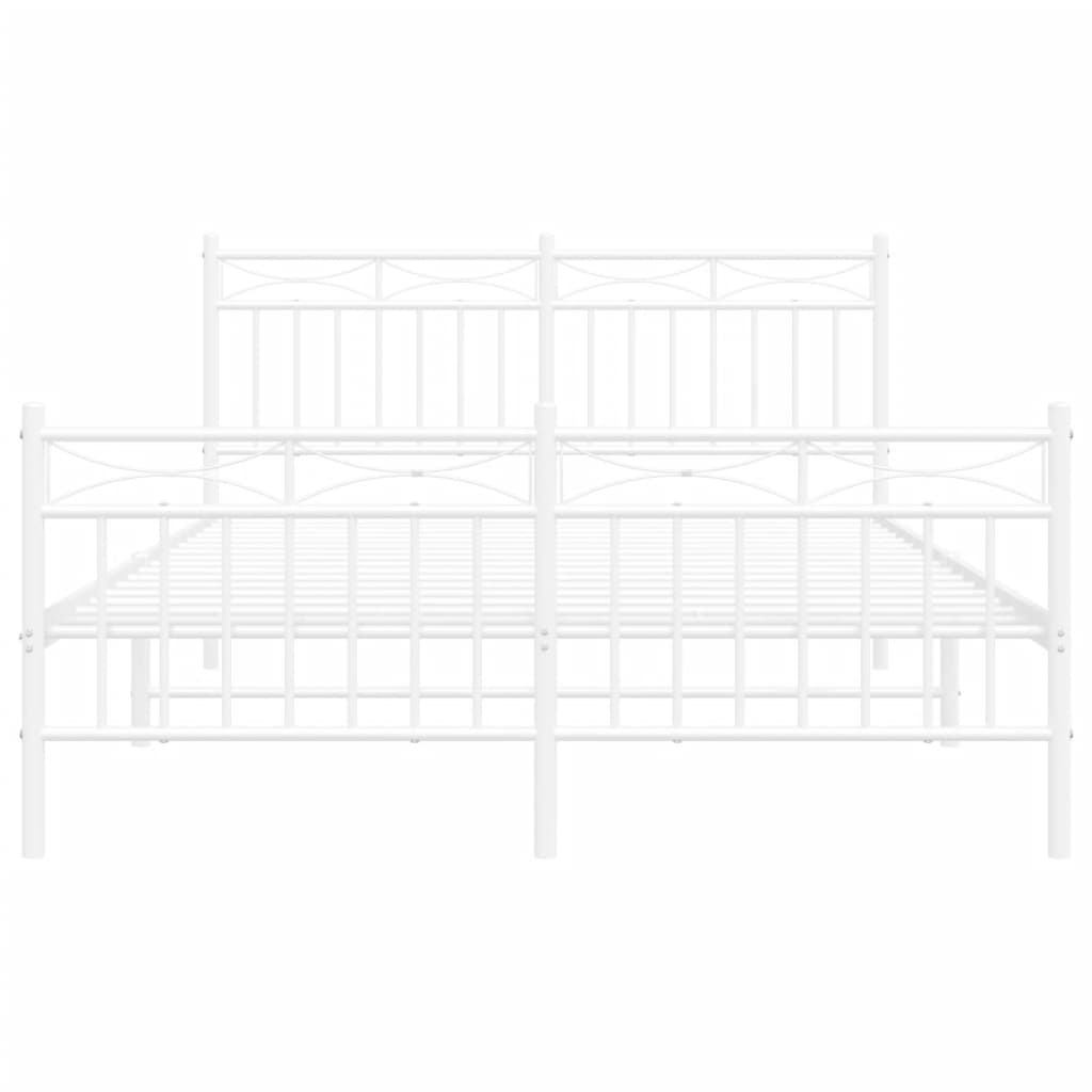 Bedframe Met Hoofd- En Voeteneinde Metaal 140x190 cm Wit met hoofdbord & voetbord