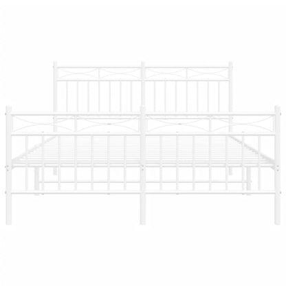 Bedframe Met Hoofd- En Voeteneinde Metaal 140x190 cm Wit met hoofdbord & voetbord
