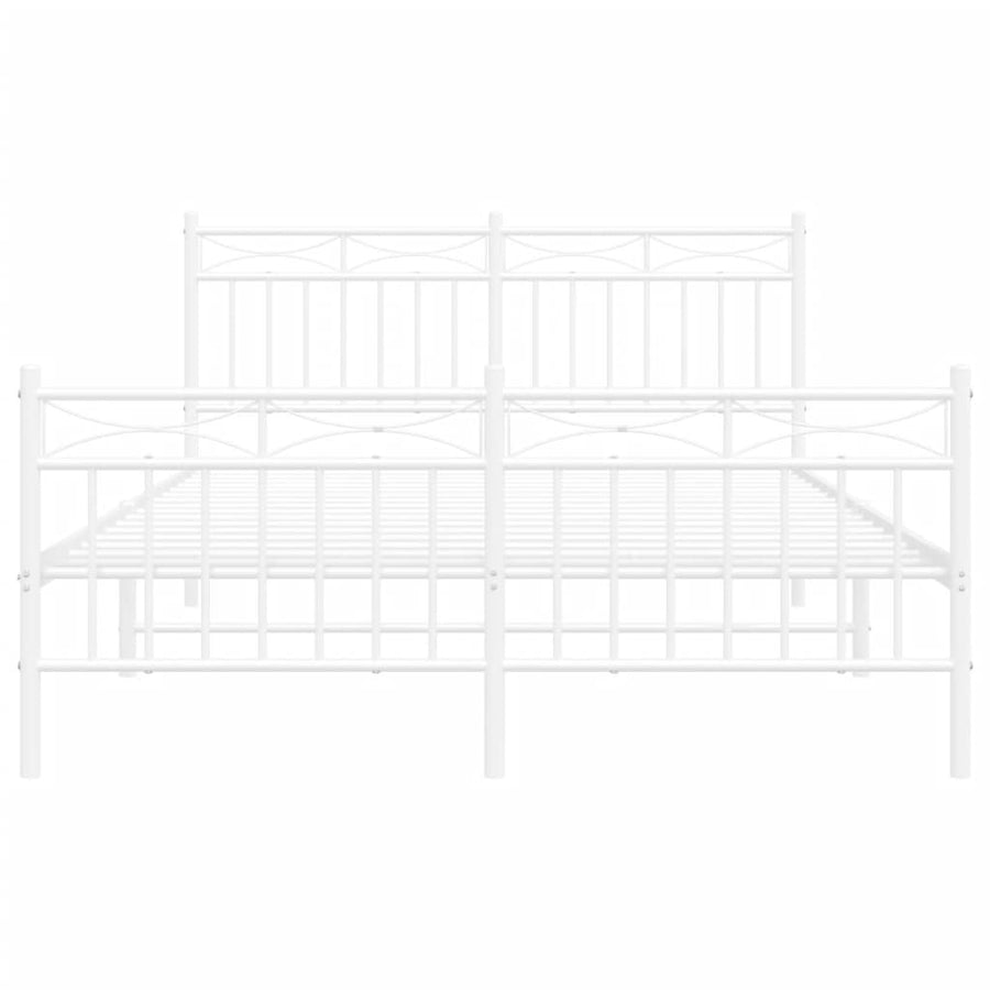 Bedframe Met Hoofd- En Voeteneinde Metaal 140x190 cm Wit met hoofdbord & voetbord