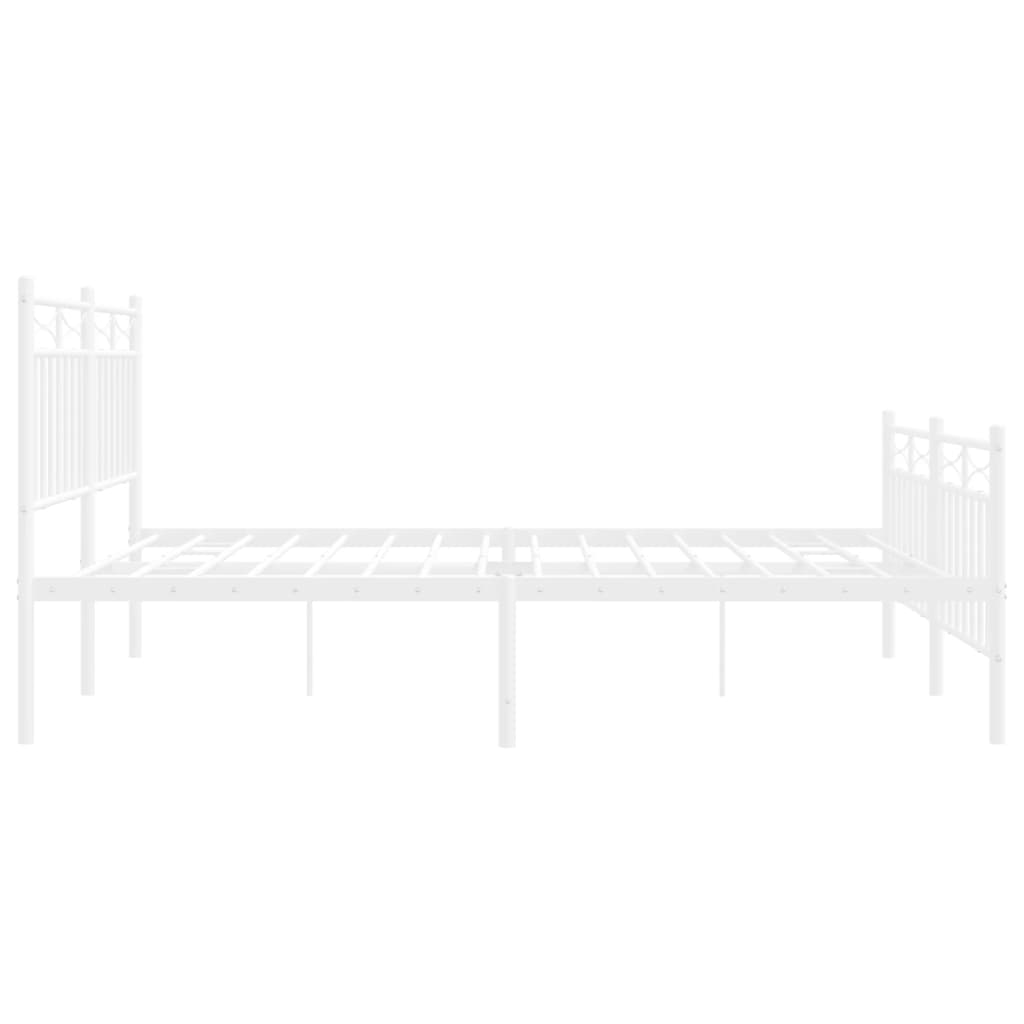 Bedframe Met Hoofd- En Voeteneinde Metaal 140x190 cm Wit met hoofdbord & voetbord