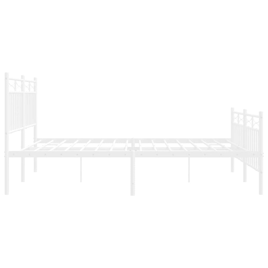 Bedframe Met Hoofd- En Voeteneinde Metaal 140x190 cm Wit met hoofdbord & voetbord