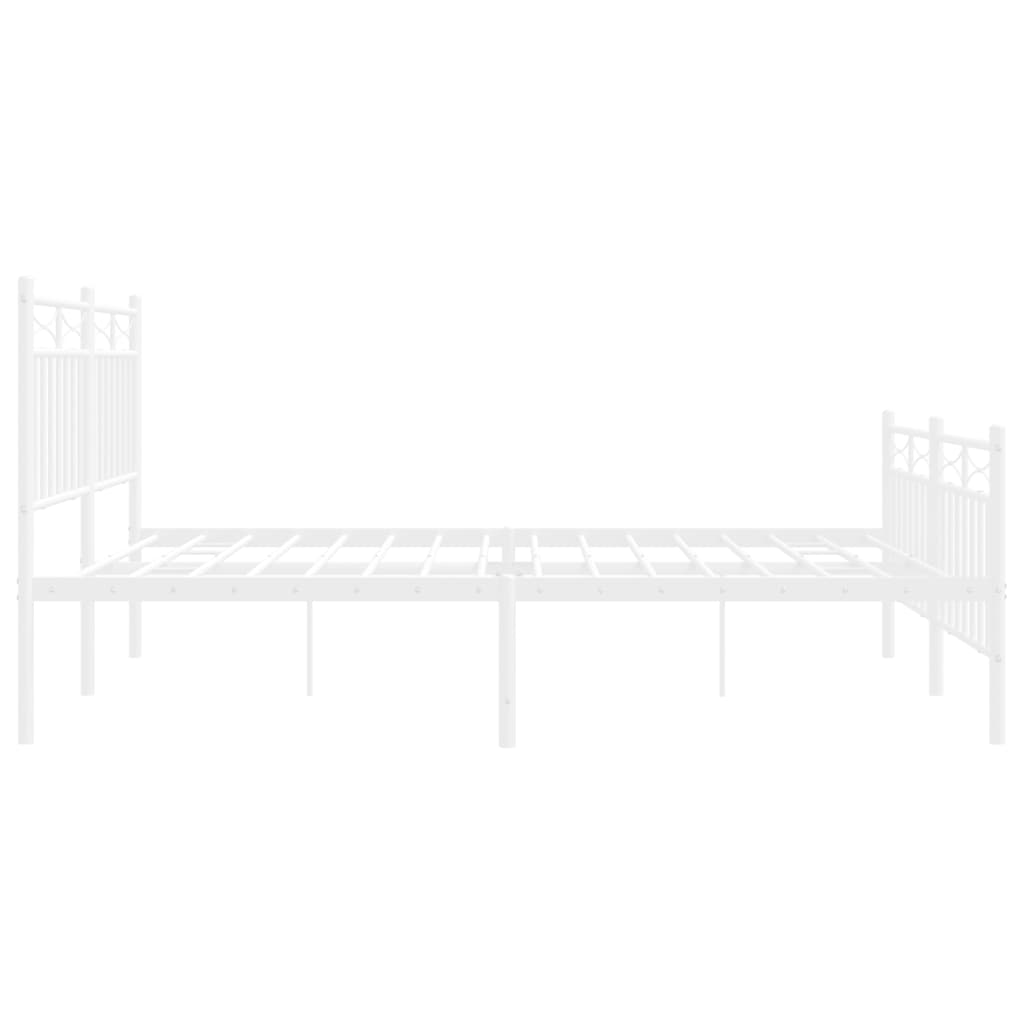 Bedframe Met Hoofd- En Voeteneinde Metaal 140x200 cm Wit met hoofdbord & voetbord