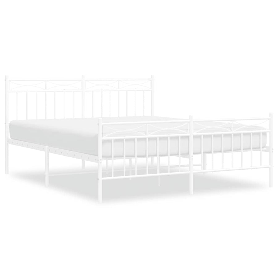 Bedframe met hoofd- en voeteneinde metaal wit 150x200 cm
