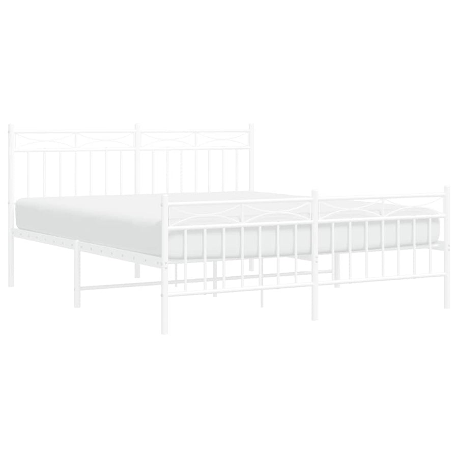 Bedframe met hoofd- en voeteneinde metaal wit 150x200 cm