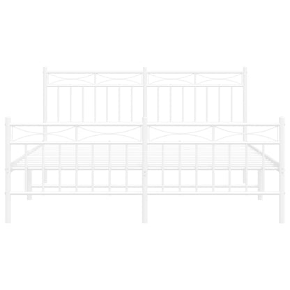 Bedframe Met Hoofd- En Voeteneinde Metaal 150x200 cm Wit met hoofdbord & voetbord