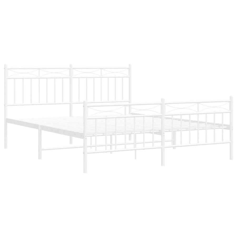 Bedframe met hoofd- en voeteneinde metaal wit 150x200 cm