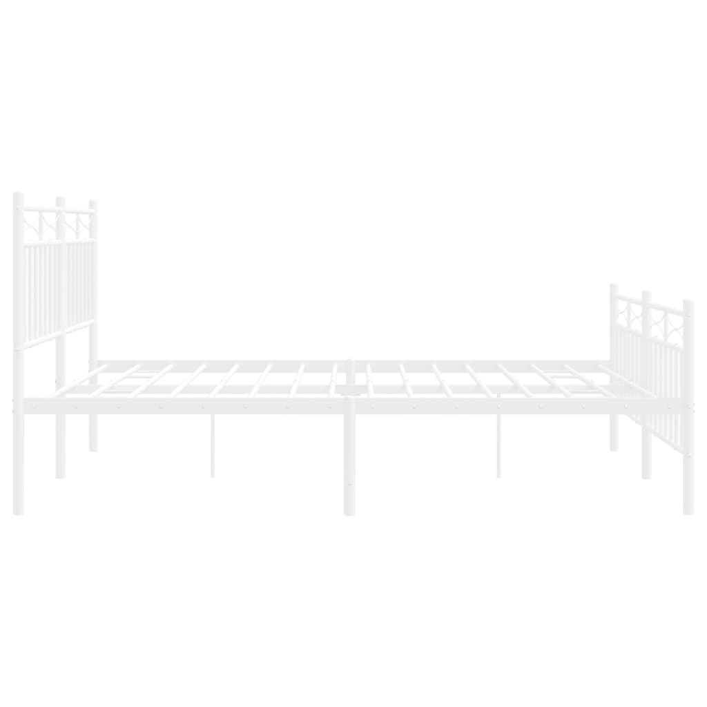 Bedframe Met Hoofd- En Voeteneinde Metaal 150x200 cm Wit met hoofdbord & voetbord
