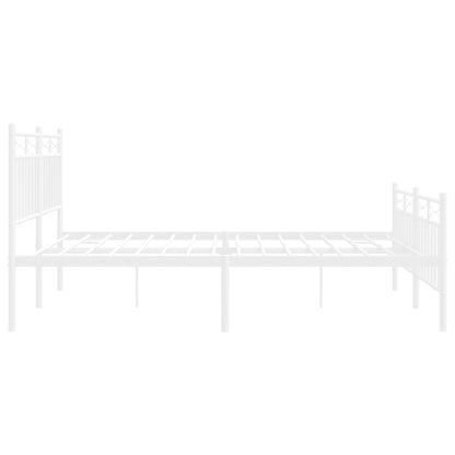 Bedframe Met Hoofd- En Voeteneinde Metaal 150x200 cm Wit met hoofdbord & voetbord