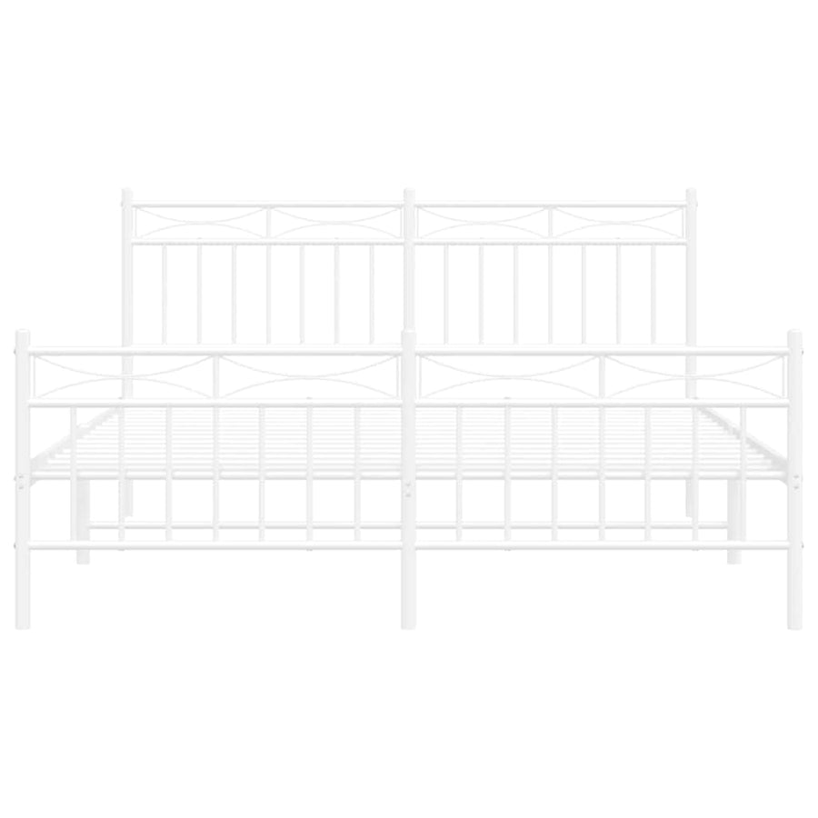 Bedframe met hoofd- en voeteneinde metaal wit 150x200 cm
