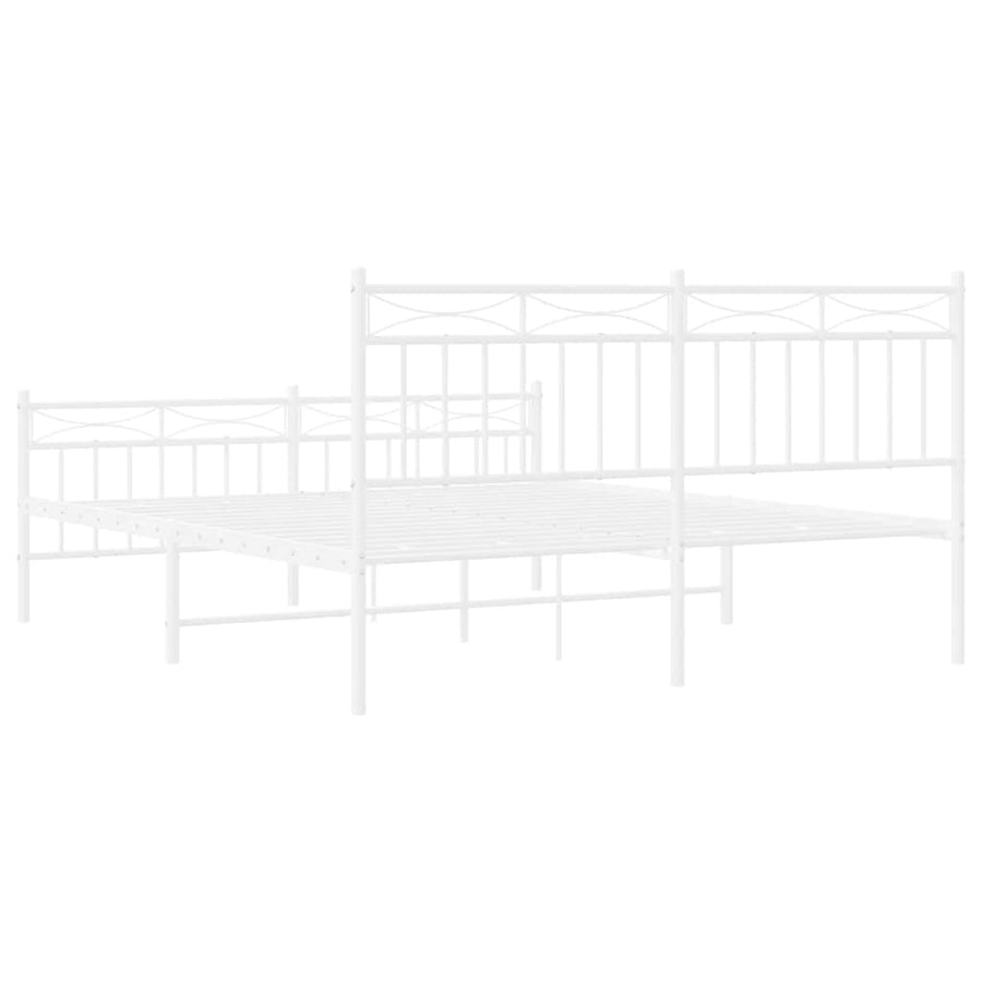 Bedframe met hoofd- en voeteneinde metaal wit 150x200 cm