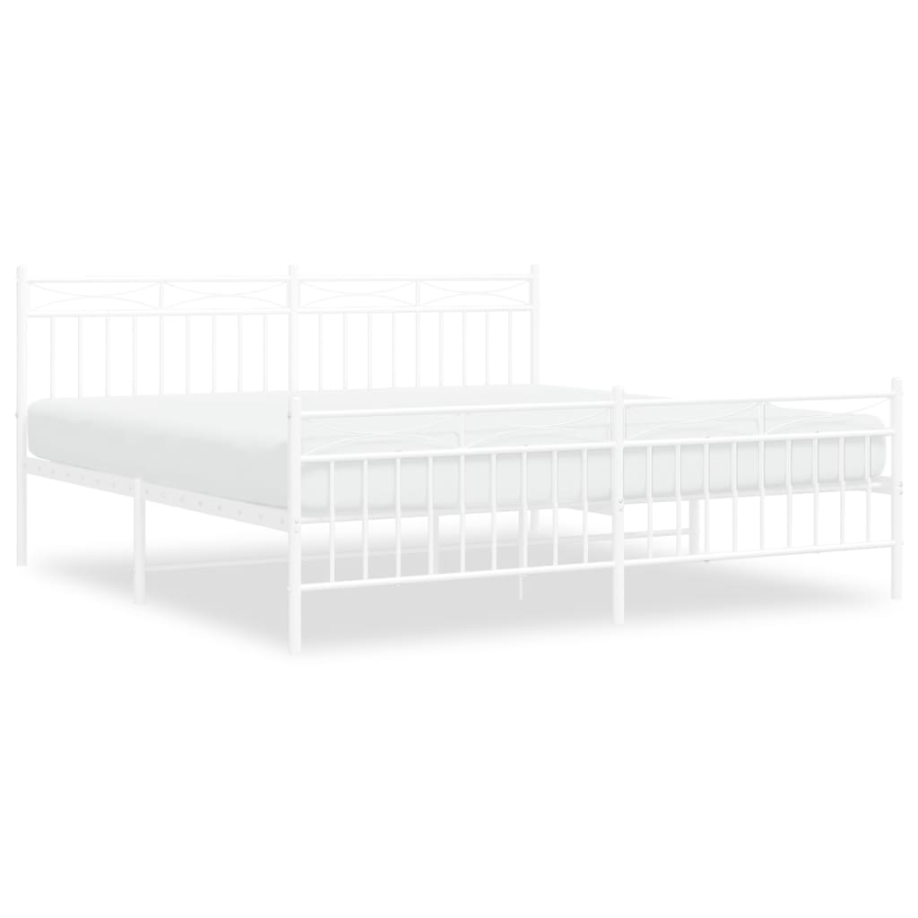 Bedframe Met Hoofd- En Voeteneinde Metaal 183x213 cm Wit met hoofdbord & voetbord