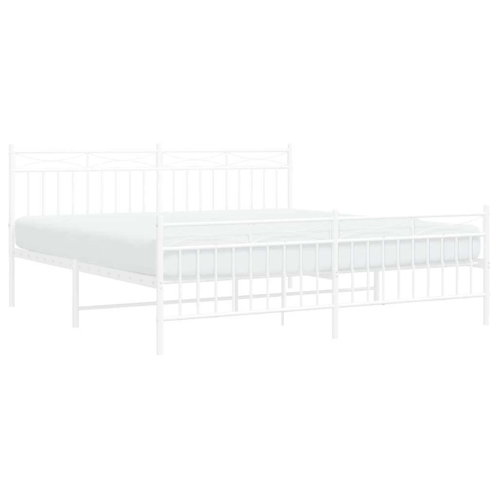 Bedframe Met Hoofd- En Voeteneinde Metaal 183x213 cm Wit met hoofdbord & voetbord