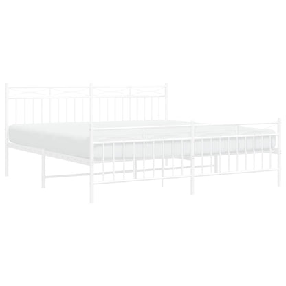 Bedframe Met Hoofd- En Voeteneinde Metaal 183x213 cm Wit met hoofdbord & voetbord