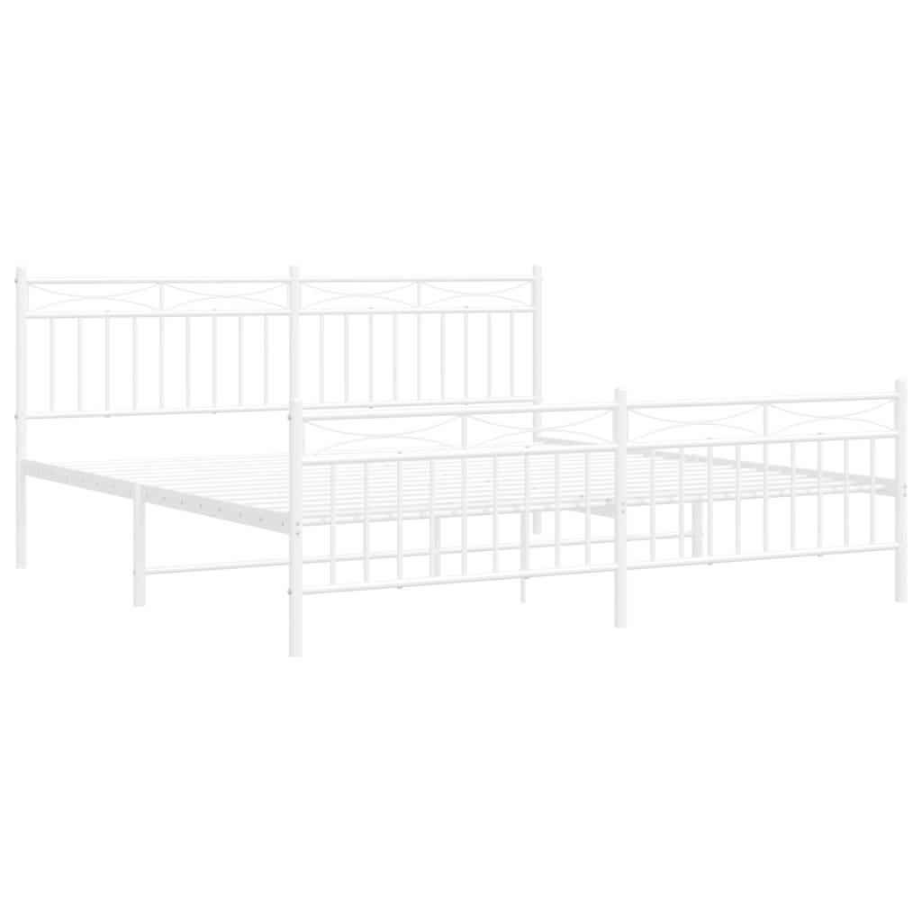 Bedframe Met Hoofd- En Voeteneinde Metaal 183x213 cm Wit met hoofdbord & voetbord